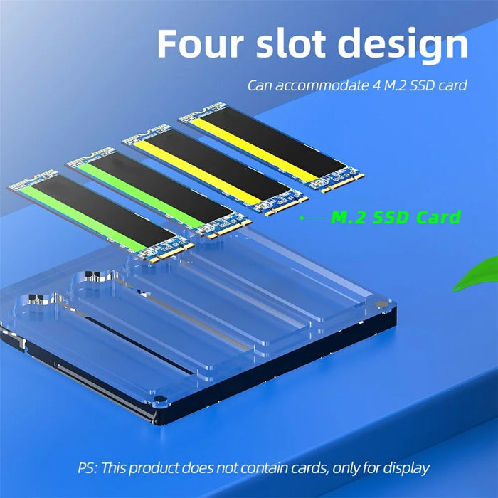 AJCX04M2 M.2 SSD Transparent Magnetic Storage Case for SATA 2280mm 4 Slots Acrylic Box - 2