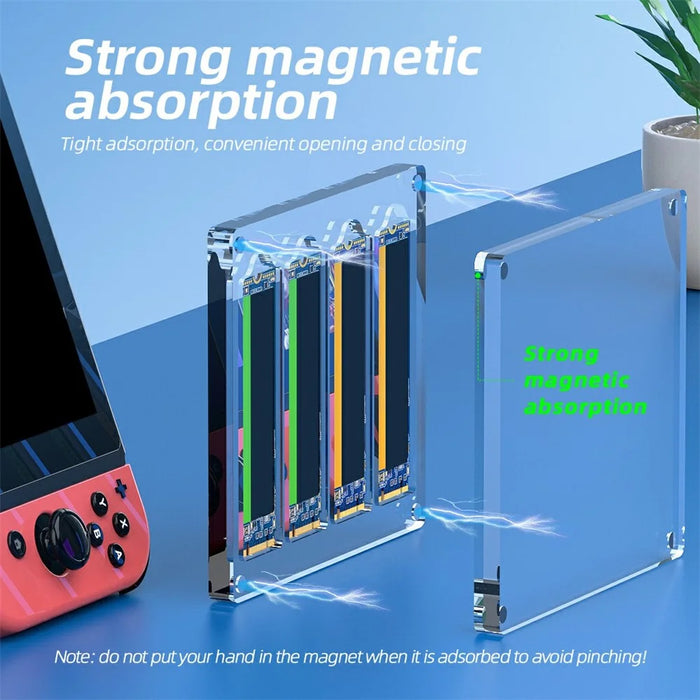 AJCX04M2 M.2 SSD Transparent Magnetic Storage Case for SATA 2280mm 4 Slots Acrylic Box - 3