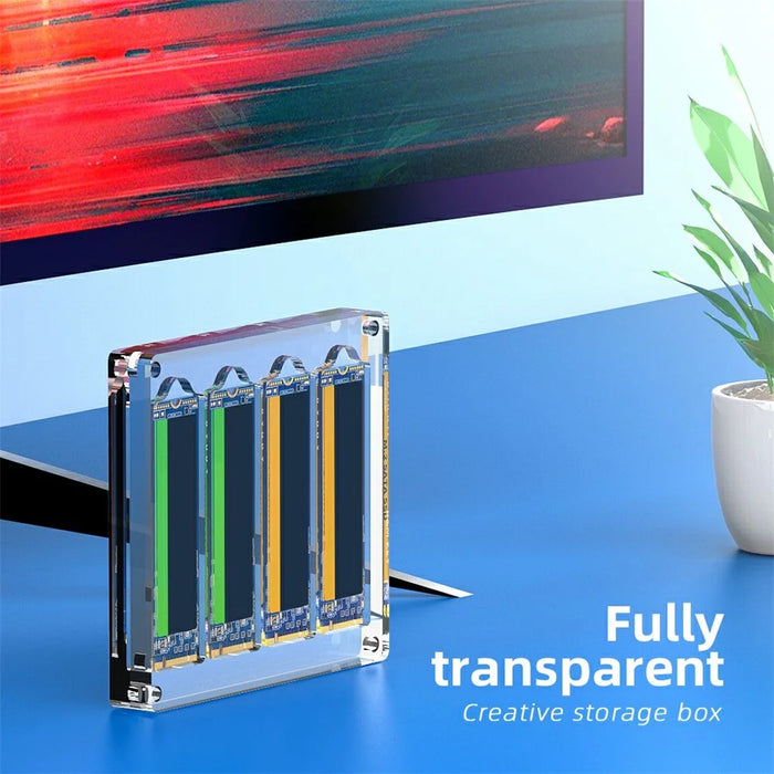 AJCX04M2 M.2 SSD Transparent Magnetic Storage Case for SATA 2280mm 4 Slots Acrylic Box - 5