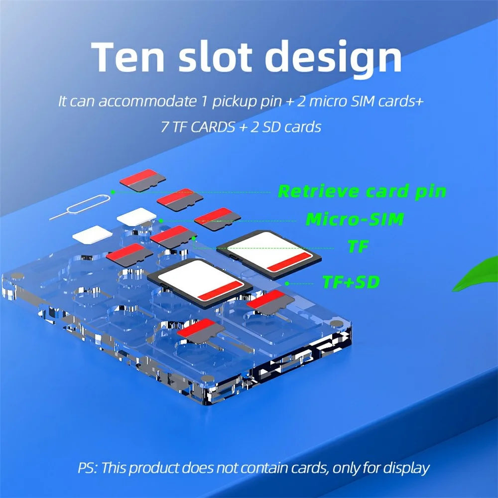 Transparent Magnetic Nano SIM Card Case SD TF Card Eject Pin Slots Protection Manager Display Acrylic Box - 2