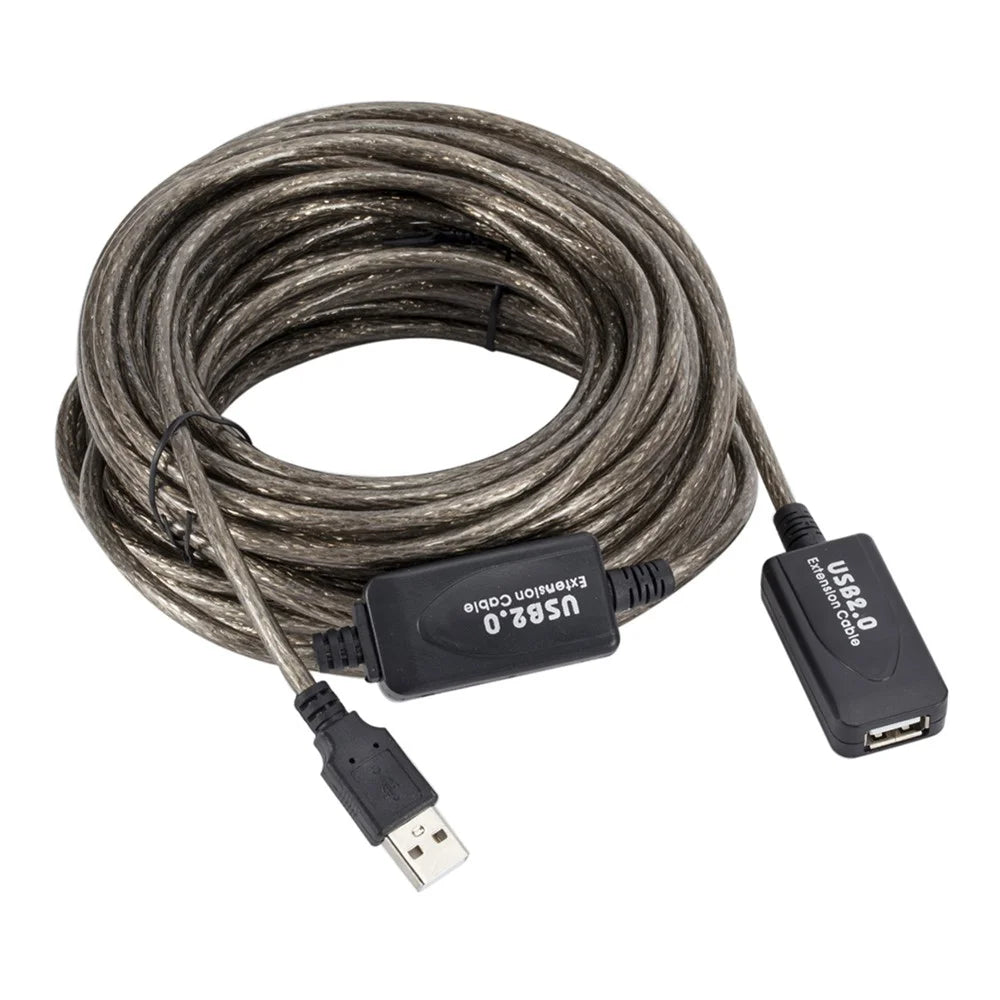 480Mbps Data Transmission Cord 15m Male to Female USB 2.0 Extension Cable Active Repeater Cable USB Adapter Cord - 1