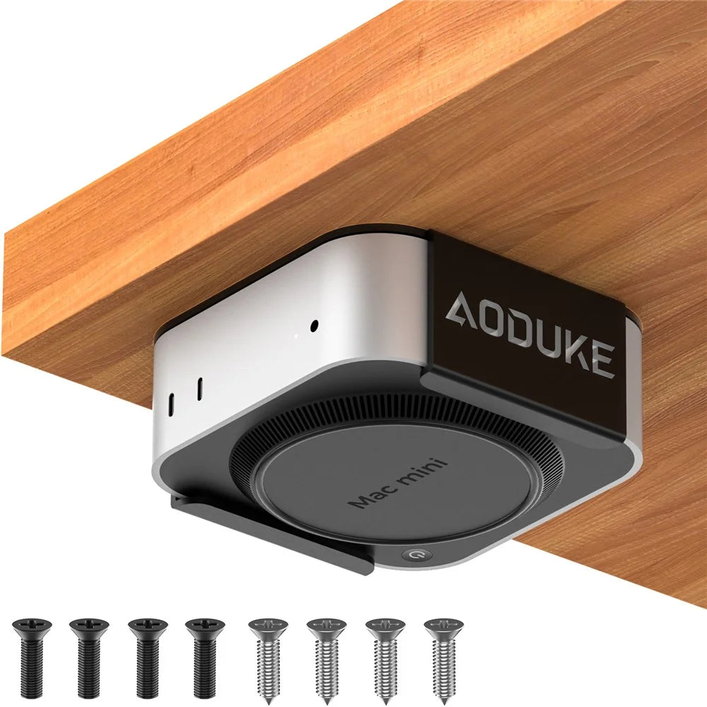 AJM4-B For Mac Mini M4  /  M4 Pro Mini PC Stand Aluminum Alloy Under Desk Mounting Bracket - 3