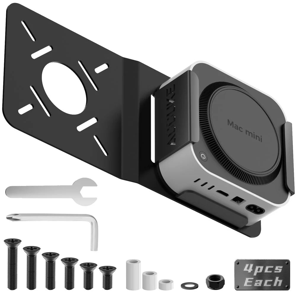 AJM4-BMAX For Mac Mini M4  /  M4 Pro Mini PC Stand Aluminum Alloy Under Desk Mounting Bracket Hanging Rack - 1