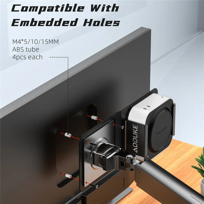 AJM4-BMAX For Mac Mini M4  /  M4 Pro Mini PC Stand Aluminum Alloy Under Desk Mounting Bracket Hanging Rack - 5