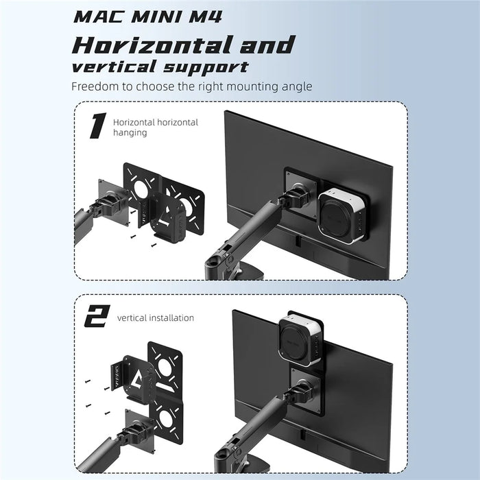 AJM4-BMAX For Mac Mini M4  /  M4 Pro Mini PC Stand Aluminum Alloy Under Desk Mounting Bracket Hanging Rack - 6