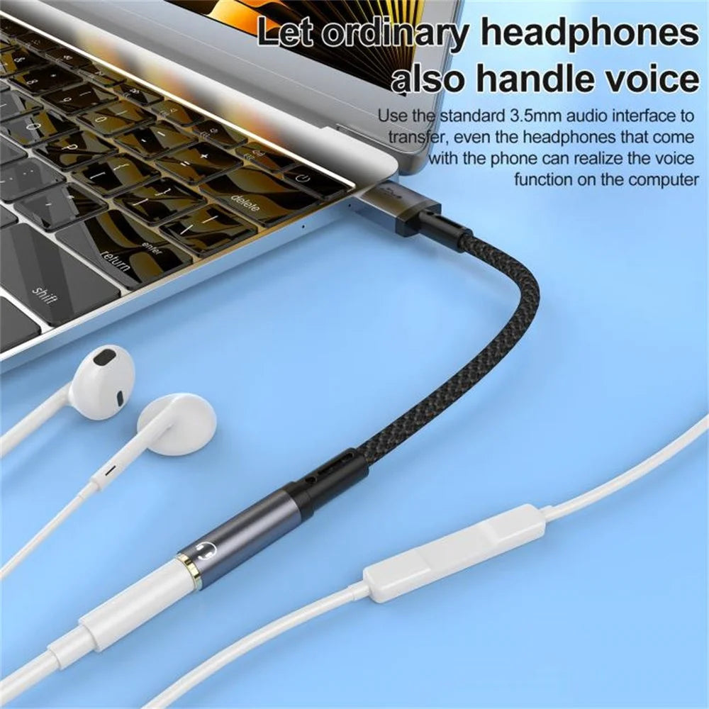USB Male to 3.5mm Female Aux Cable + Adapter Set Transfer Sound Card Converter - Grey - 6