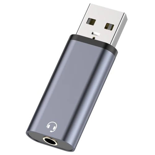 USB Male to 3.5mm Female Audio Adapter External Stereo Sound Card for Laptop / Headphones / Microphone - Grey - 1