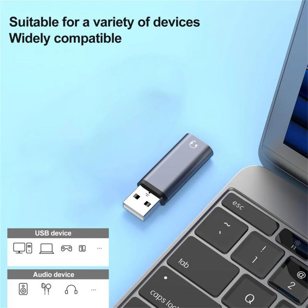 USB Male to 3.5mm Female Audio Adapter External Stereo Sound Card for Laptop / Headphones / Microphone - Grey - 5