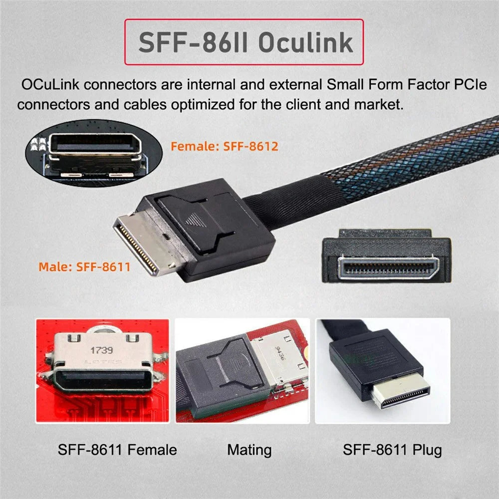 SF-046-2P Dual Oculink SFF-8612 4X to Dual NVME 110mm Adapter Card for Mainboard / Pcie SSD Connection - 3