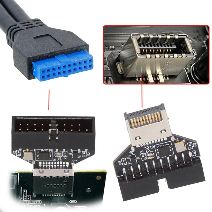 UC-141-TC005 Type-E IDC Socket USB 3.1 Front Panel Header to USB 3.0 20Pin Header Extension Adapter with CH334P Chip - 4
