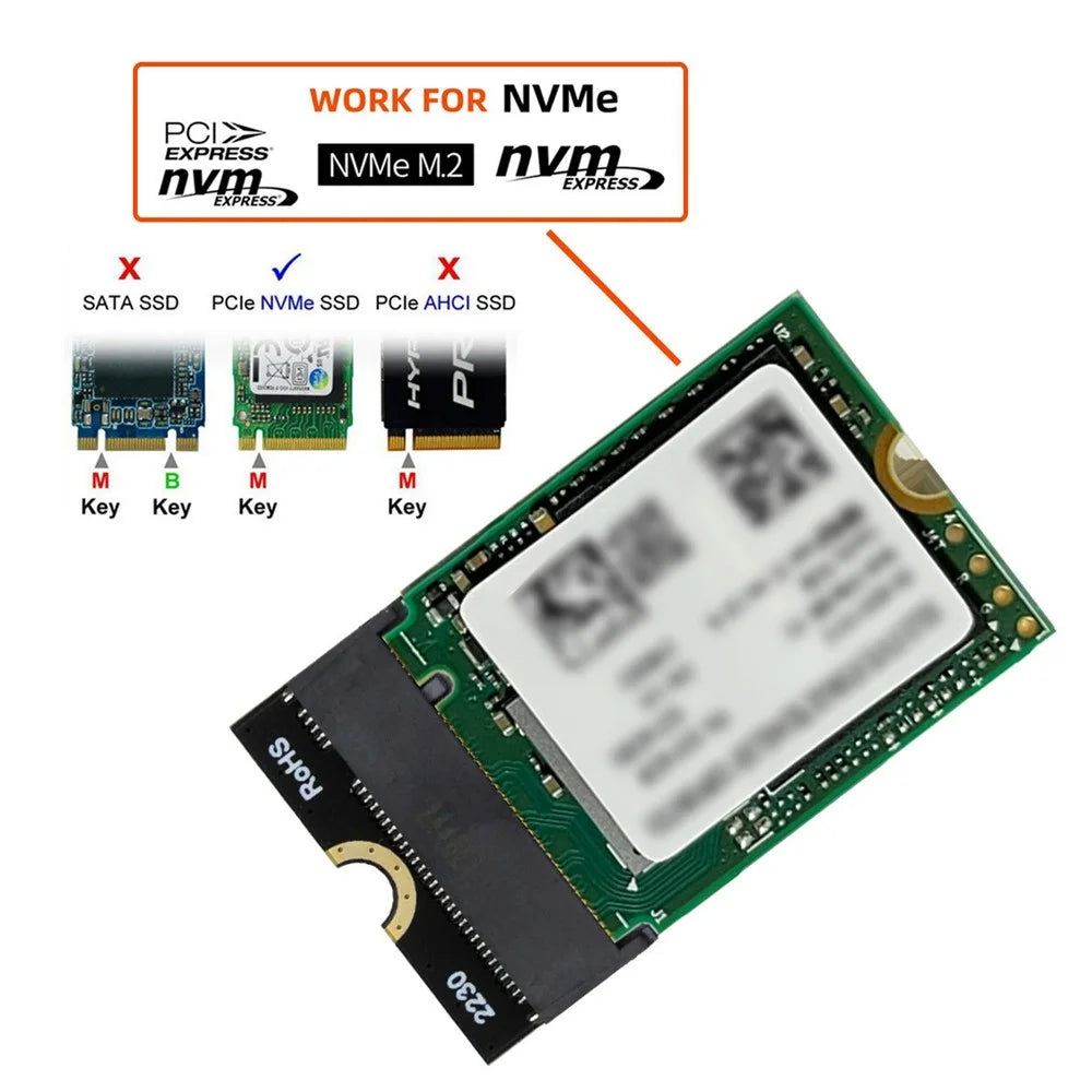 EP-043-BK NGFF A+E-Key Male to NVME M-Key Female Extension Adapter for Laptop Mainboard SSD - 5