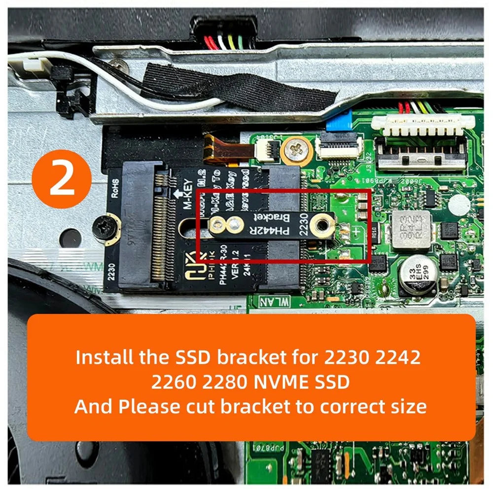 EP-043-BK NGFF A+E-Key Male to NVME M-Key Female Extension Adapter for Laptop Mainboard SSD - 7