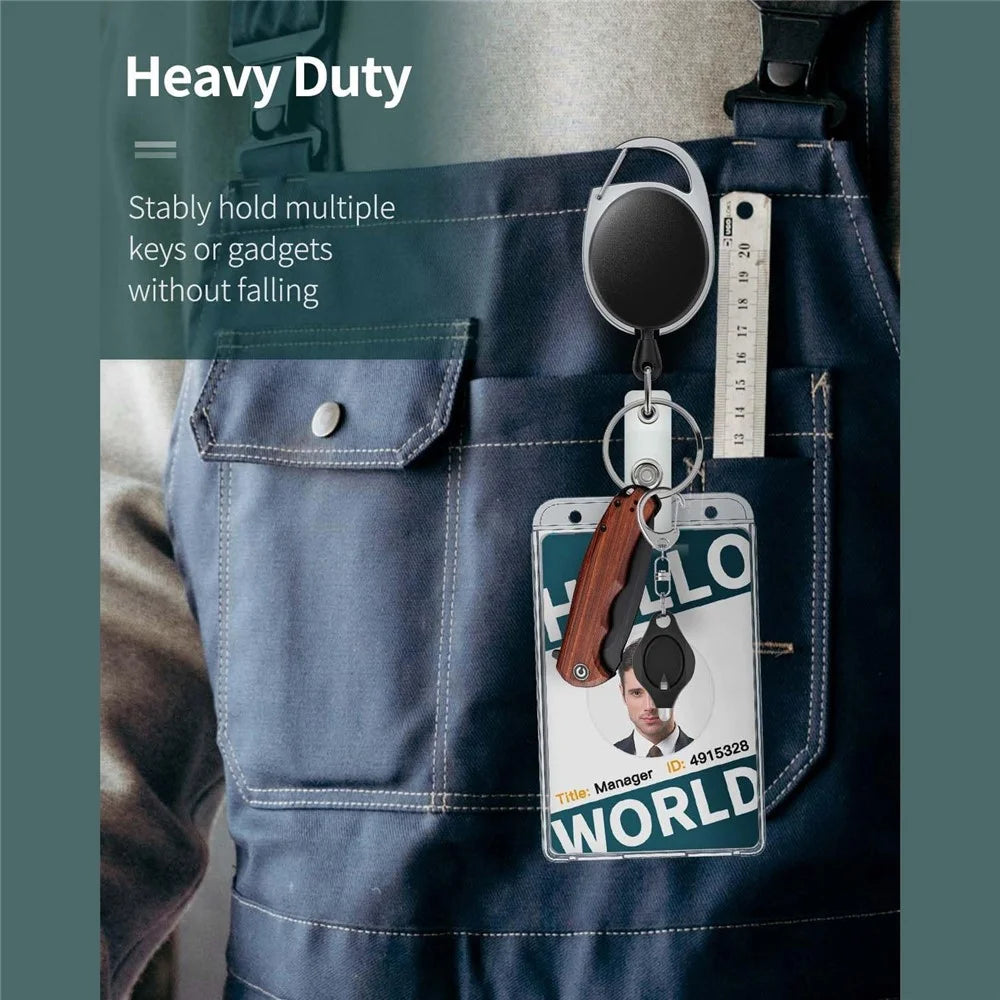 Clear Card Holder Dual Use PS Double ID Badge Holder with Telescopic Buckle Clip - Vertical - 5