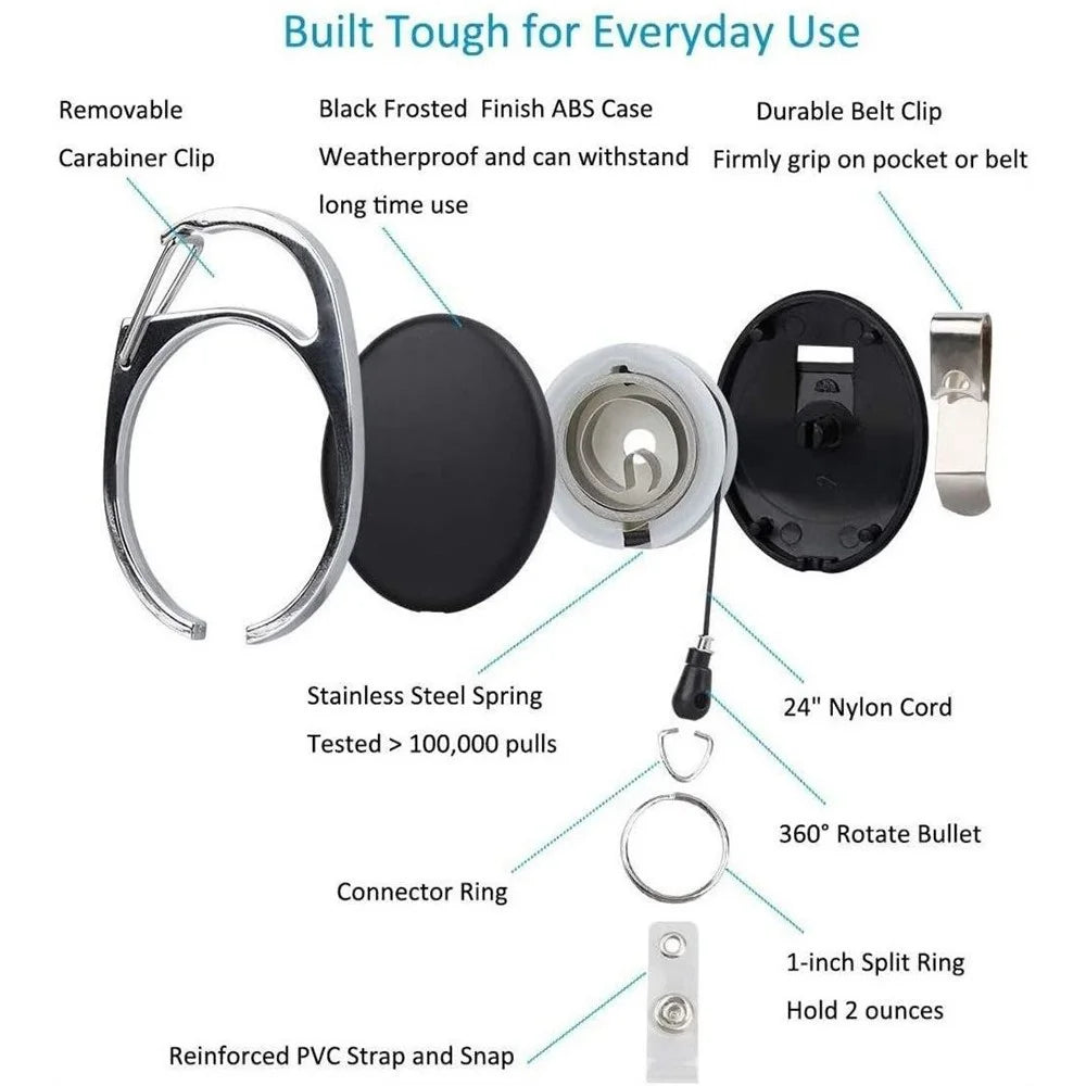 Clear Card Holder Dual Use PS Double ID Badge Holder with Telescopic Buckle Clip - Vertical - 6