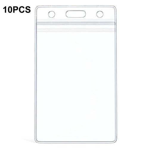 10Pcs Vertical Clear Waterproof ID Card Holder PVC Sealable Badge Protector - 1