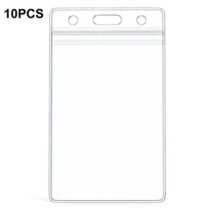 10Pcs Vertical Clear Waterproof ID Card Holder PVC Sealable Badge Protector - 1