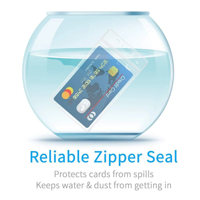 10Pcs Vertical Clear Waterproof ID Card Holder PVC Sealable Badge Protector - 3