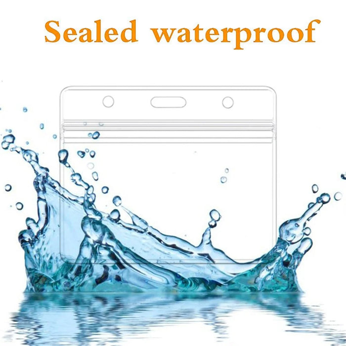 10Pcs Horizontal Clear Waterproof ID Card Holder PVC Sealable Protective Sleeve - 3