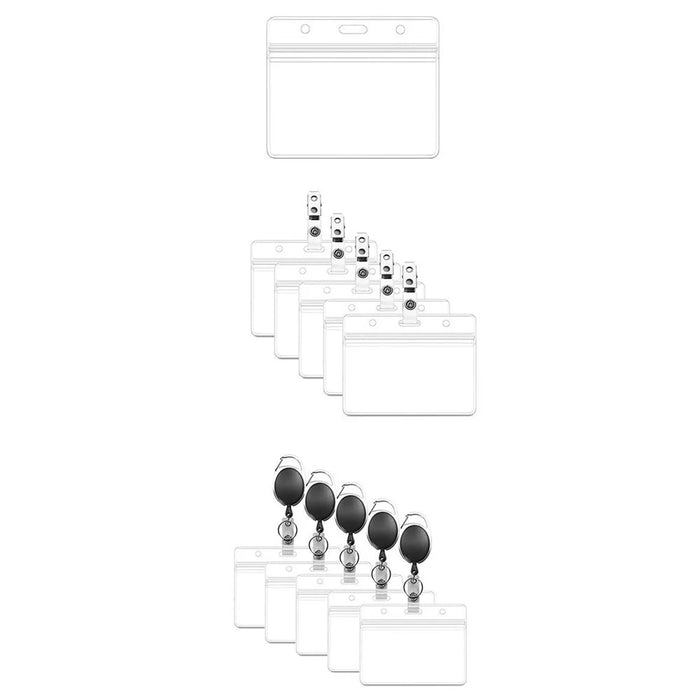 10Pcs Horizontal Clear Waterproof ID Card Holder PVC Sealable Protective Sleeve - 6
