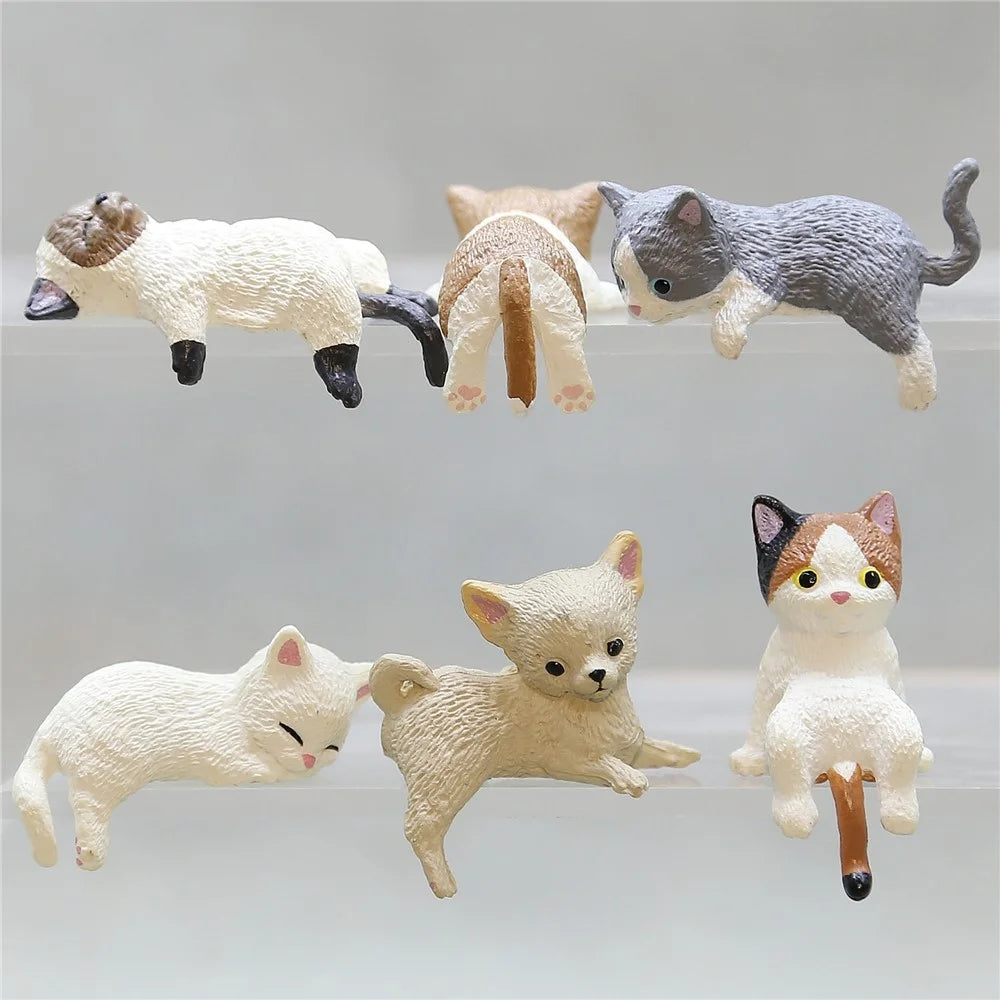 Cute Cat Figurine Desk Ornament Figure Cup Lid Decor Computer Decoration for Home  /  Office  /  Car - Cat 7 - 4