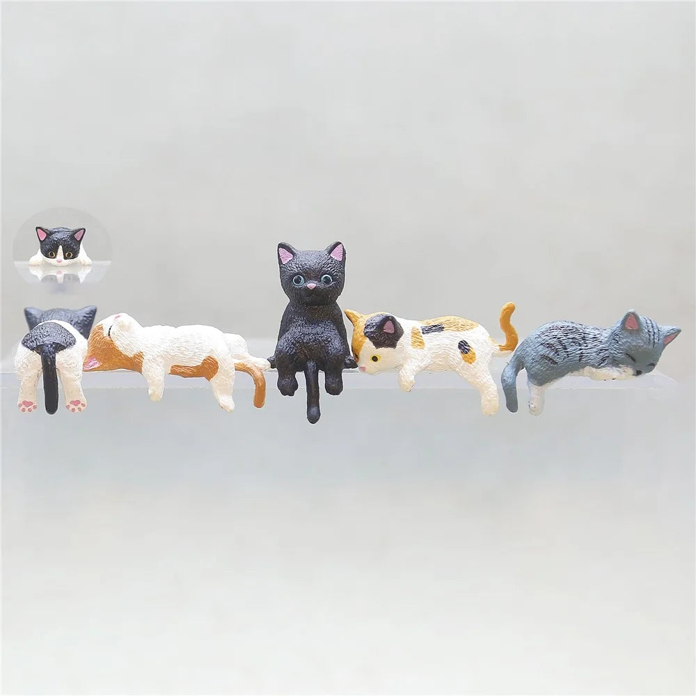 5Pcs Cute Cat Figurines PVC Figure for Cup Lid / Laptop / Car Decorations - 1
