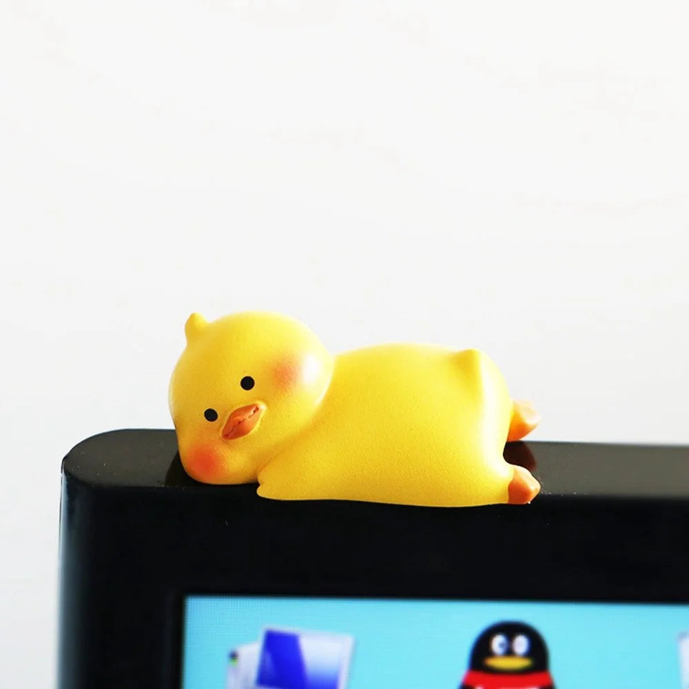 BB2453 Mini Lying Animal Figurines Desk Ornaments Adhesive Resin Craft Figures for Home / Office Decor - Duck - 2