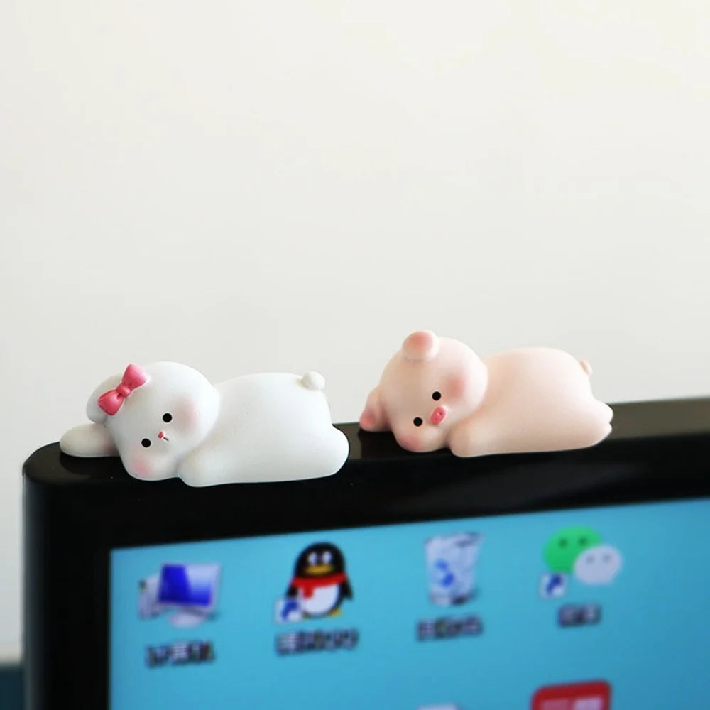 BB2453 Mini Lying Animal Figurines Desk Ornaments Adhesive Resin Craft Figures for Home / Office Decor - Duck - 3