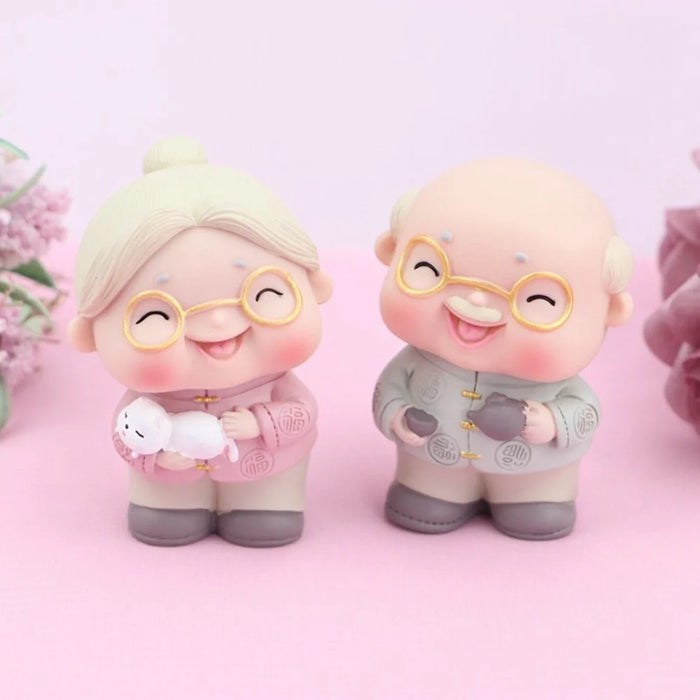 2396 Cute Elderly Couple Figures for Birthday Cake Decoration Figurine Baking Accessories - Old Lady - 3