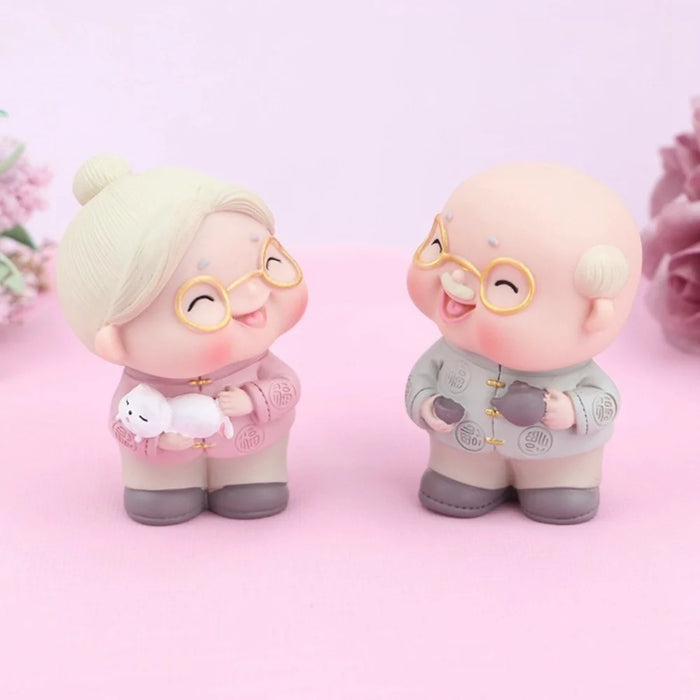 2396 Cute Elderly Couple Figures for Birthday Cake Decoration Figurine Baking Accessories - Old Lady - 4
