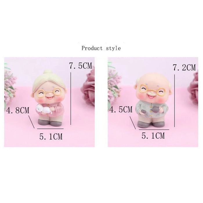 2396 Cute Elderly Couple Figures for Birthday Cake Decoration Figurine Baking Accessories - Old Lady - 6
