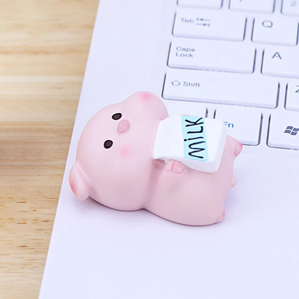 002 Mini Pig Figures Desktop Decor Office Table Ornaments Resin Cute Animal Figurines for Home / Office - 002A - 2