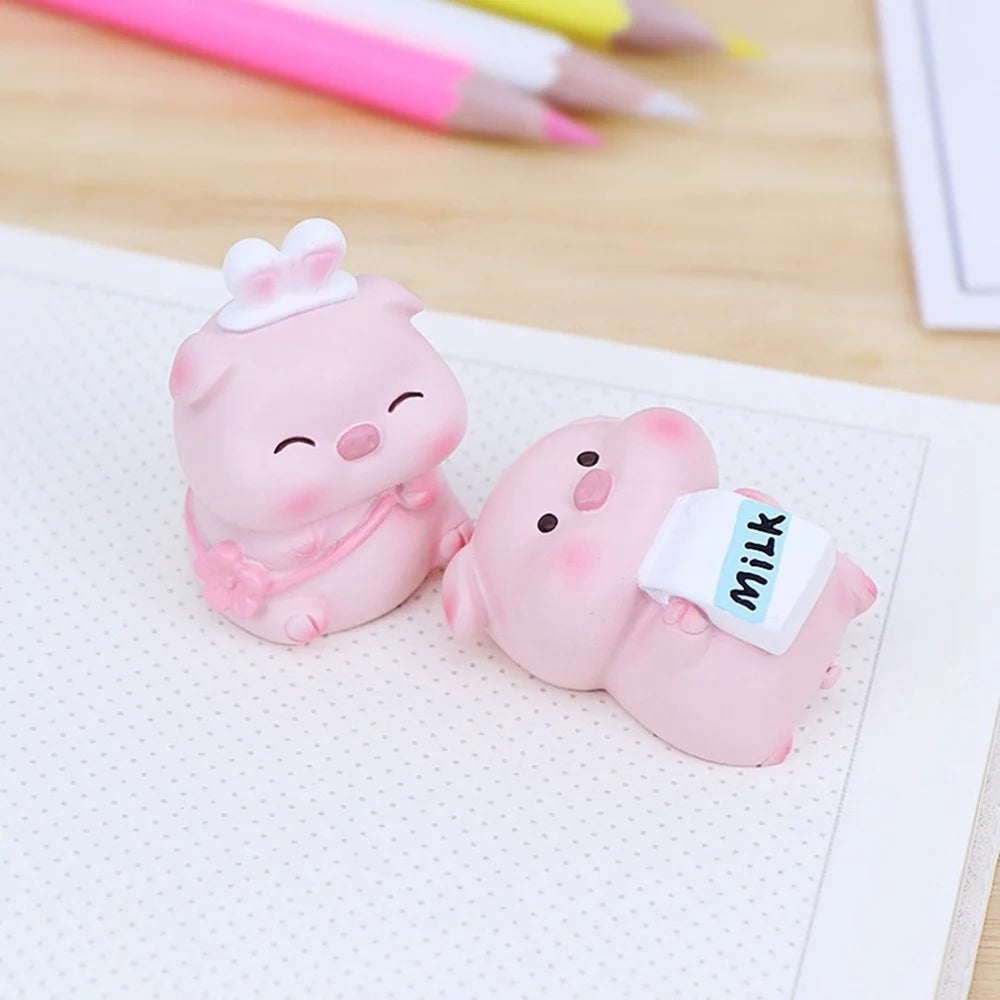 002 Mini Pig Figures Desktop Decor Office Table Ornaments Resin Cute Animal Figurines for Home / Office - 002A - 3
