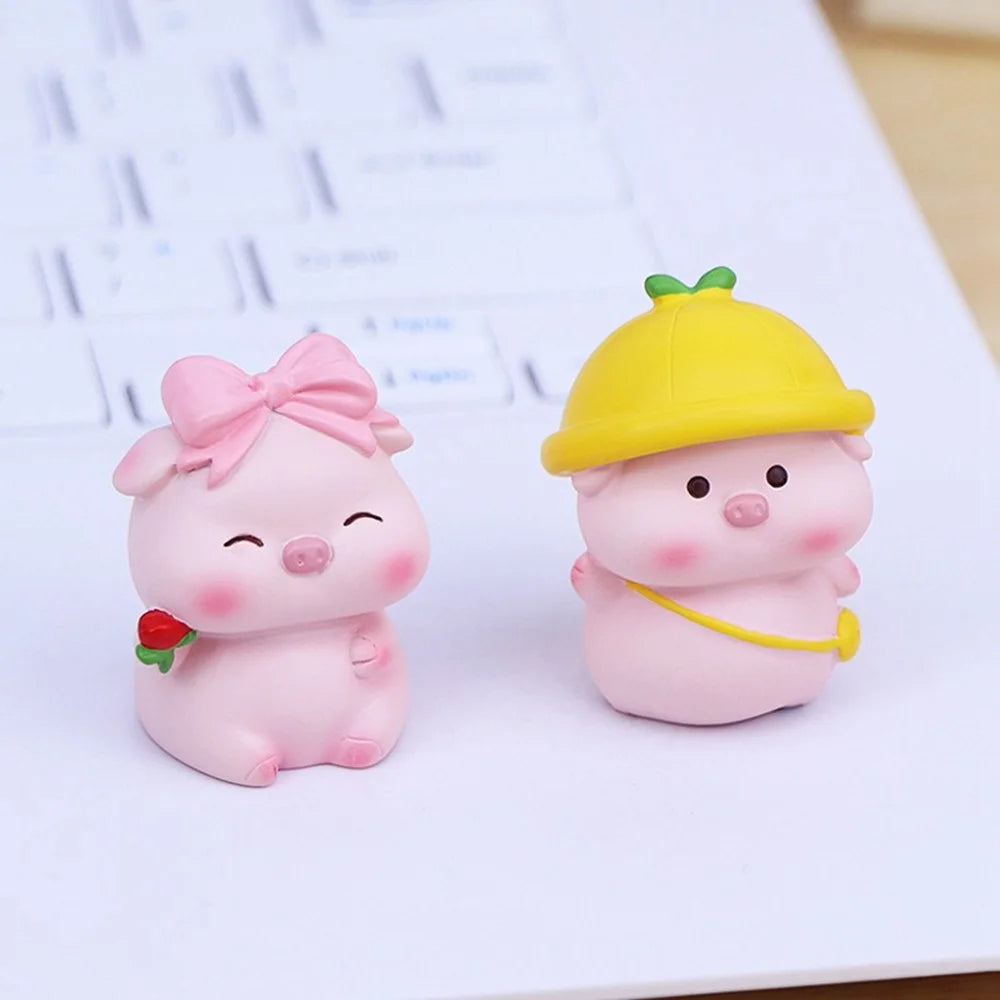 002 Mini Pig Figures Desktop Decor Office Table Ornaments Resin Cute Animal Figurines for Home / Office - 002A - 4