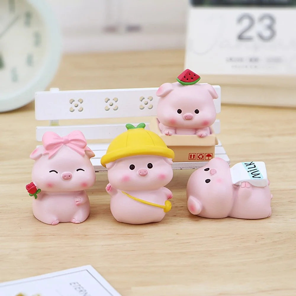 002 Mini Pig Figures Desktop Decor Office Table Ornaments Resin Cute Animal Figurines for Home / Office - 002A - 5