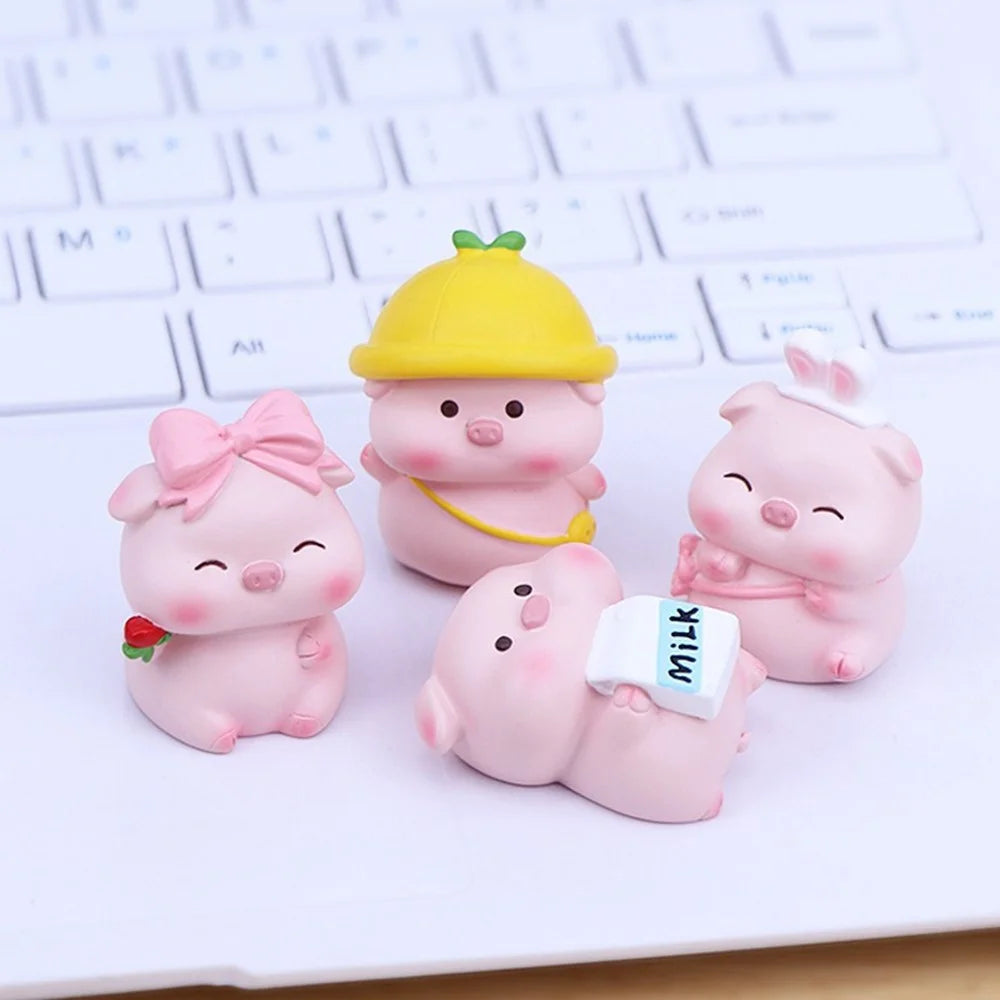 002 Mini Pig Figures Desktop Decor Office Table Ornaments Resin Cute Animal Figurines for Home / Office - 002A - 6