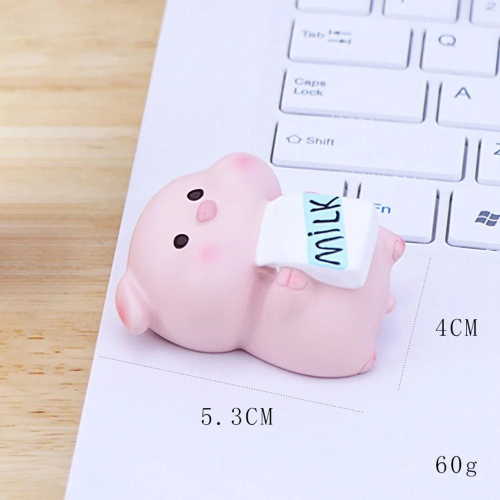 002 Mini Pig Figures Desktop Decor Office Table Ornaments Resin Cute Animal Figurines for Home / Office - 002A - 7