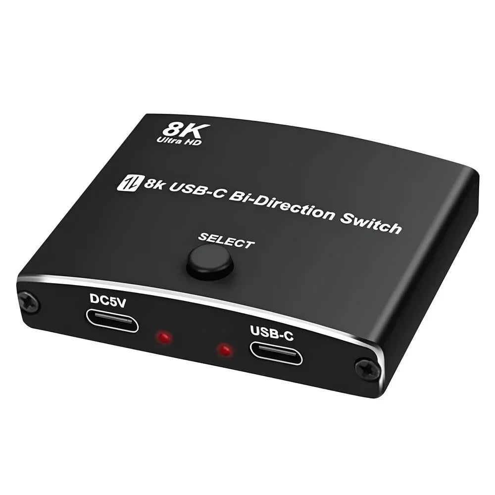 TYPE C Bidirectional Switcher USB C 2 In 1 Out Converter 40Gbps 8K Video Output Support 100W Fast Charging - 1