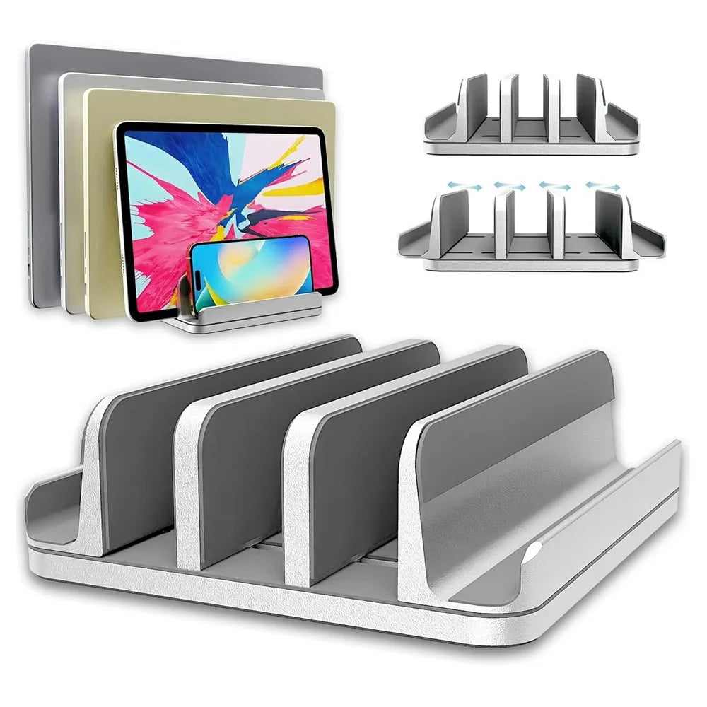 N17-5 Adjustable Laptop Tablet Stand 5 Slots Aluminum Alloy Space Saving Desktop Bracket - 1