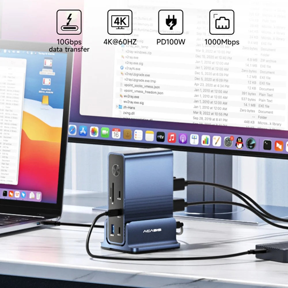 ACASIS DS-7A15 15 in 1 USB-C Hub 100W PD 4K 60Hz Compatible with Thunderbolt 3 / 4 Docking Station - 2