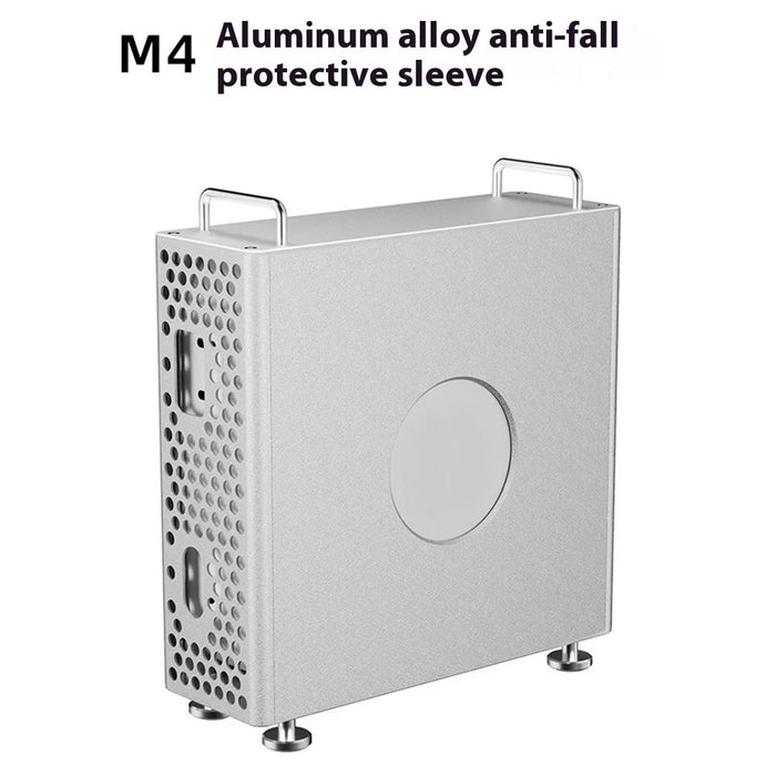 For Apple Mac Mini M4  /  M4 Pro 2024 Protective Case Computer Host Aluminum Alloy Shell with Anti-Slip Silicone Feet - Silver - 2