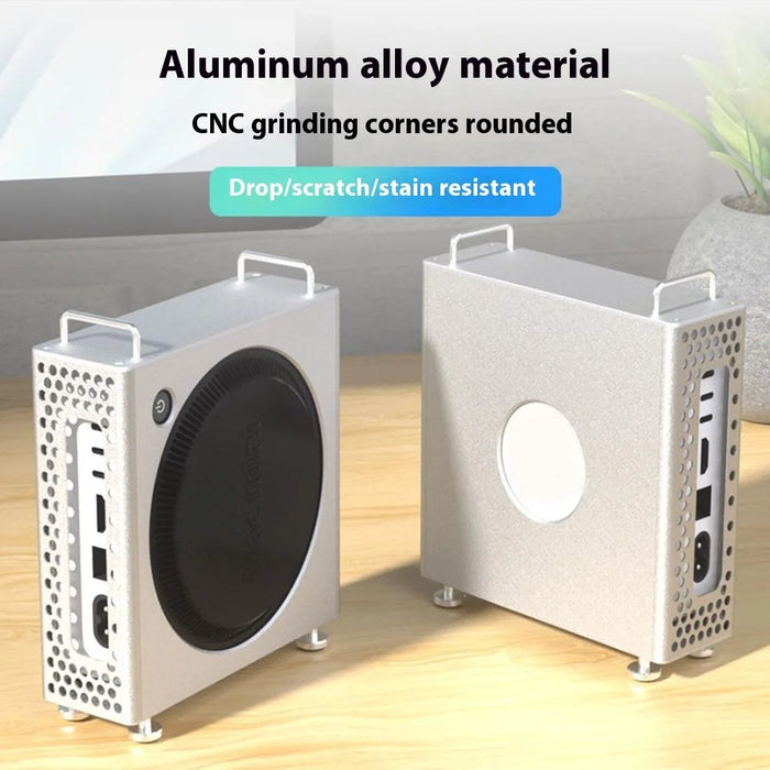 For Apple Mac Mini M4  /  M4 Pro 2024 Protective Case Computer Host Aluminum Alloy Shell with Anti-Slip Silicone Feet - Silver - 3
