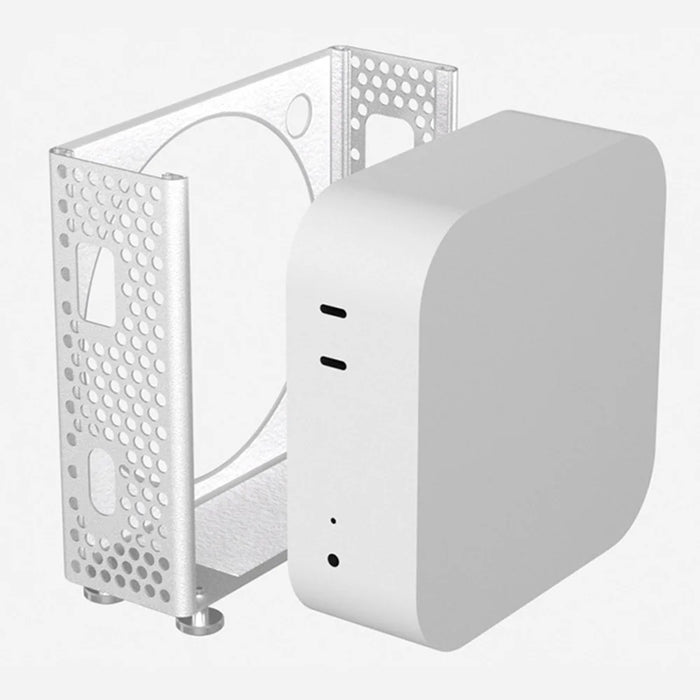 For Apple Mac Mini M4  /  M4 Pro 2024 Protective Case Computer Host Aluminum Alloy Shell with Anti-Slip Silicone Feet - Silver - 5