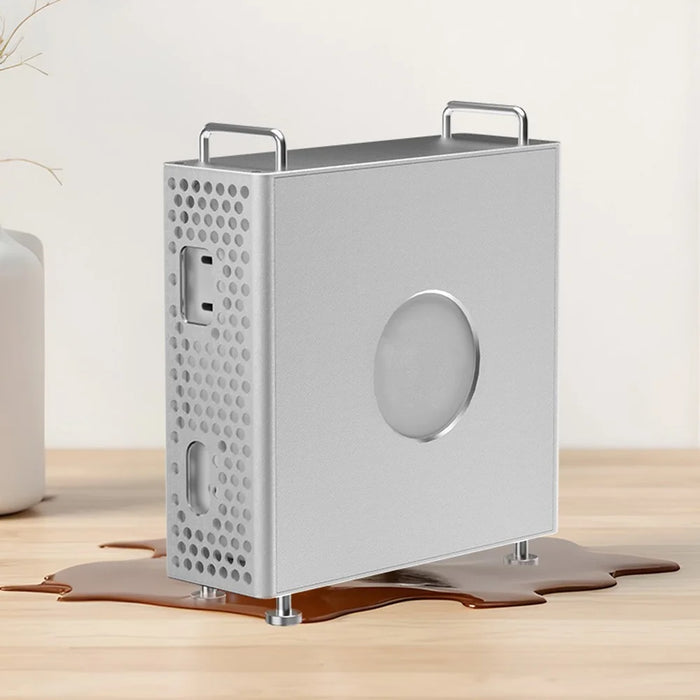 For Apple Mac Mini M4  /  M4 Pro 2024 Protective Case Computer Host Aluminum Alloy Shell with Anti-Slip Silicone Feet - Silver - 6