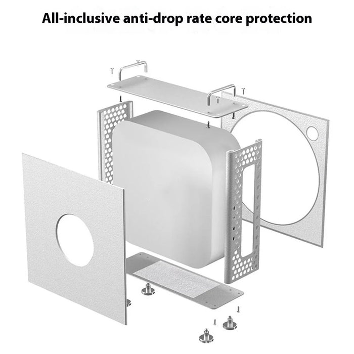 For Apple Mac Mini M4  /  M4 Pro 2024 Protective Case Computer Host Aluminum Alloy Shell with Anti-Slip Silicone Feet - Silver - 7