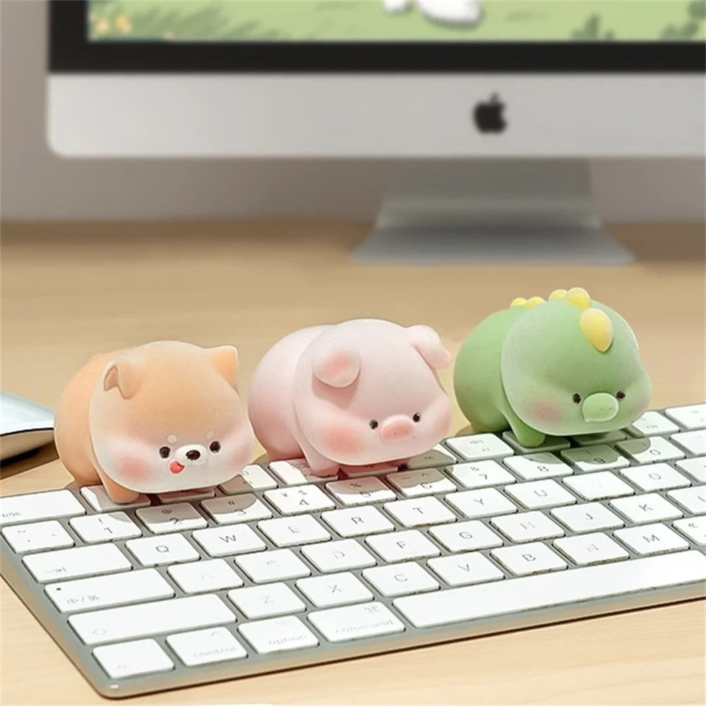 BABY STORY BB2836-1 Vinyl Figure Decorative Ornament Flocking Mini Statue for Car / Desktop / Monitor - Dog - 5