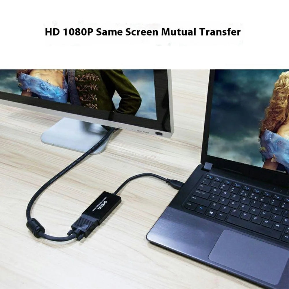 ONTEN OTN-5201 USB 3.0 to VGA Video Converter 1080P PC to Projector Adapter - 4