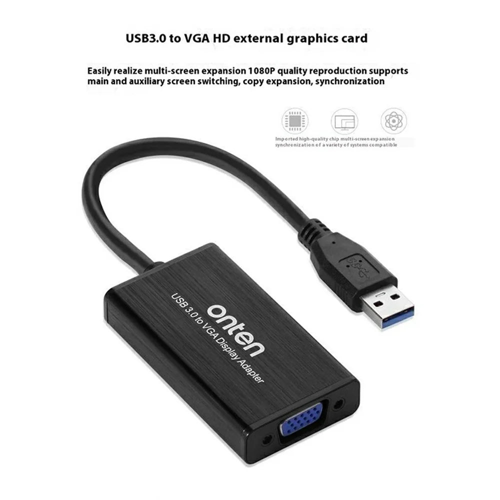 ONTEN OTN-5201 USB 3.0 to VGA Video Converter 1080P PC to Projector Adapter - 5