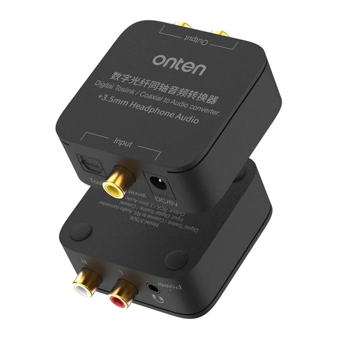 ONTEN 37506 Digital Toslink  /  Coaxial to Audio Converter with 3.5mm Headphone Audio Output - 1