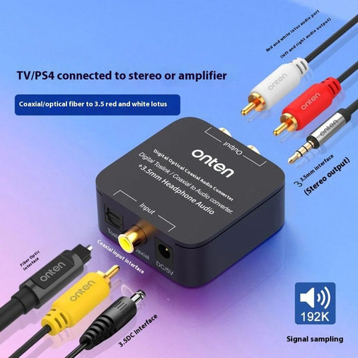 ONTEN 37506 Digital Toslink  /  Coaxial to Audio Converter with 3.5mm Headphone Audio Output - 2