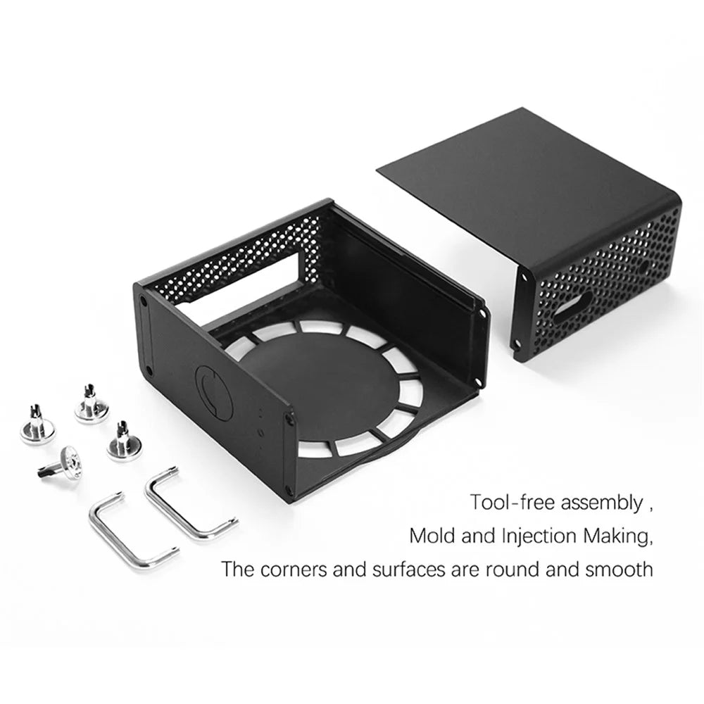 For Apple Mac Mini M4  /  M4 Pro 2024 Protective Case Computer Host Hollow ABS Shell with Expansion Hard Drive Function - Black - 2